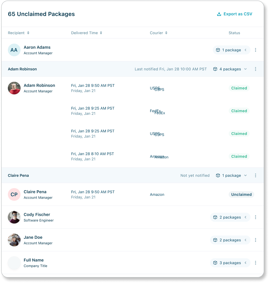 Internal Mailroom Management & Office Deliveries Software Eden